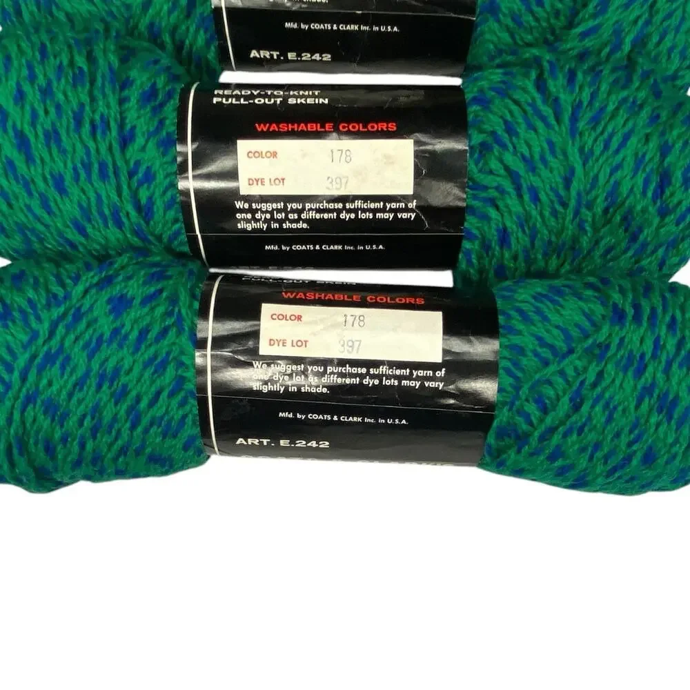 Coats & Clark Red Heart Tweed Twist Wool Yarn 178 Teal Green Blue Lot 4.5 Skein